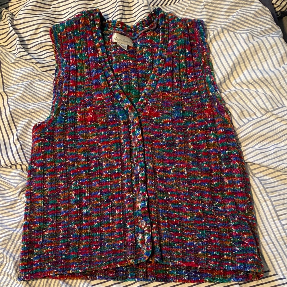 Vintage Maggie Barnes Colorful Knit Sweater Vest